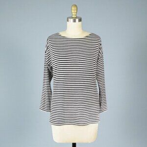 ATM ANTHONY THOMAS MELILLO STRIPED BLACK 3/4 SLEEVE TOP